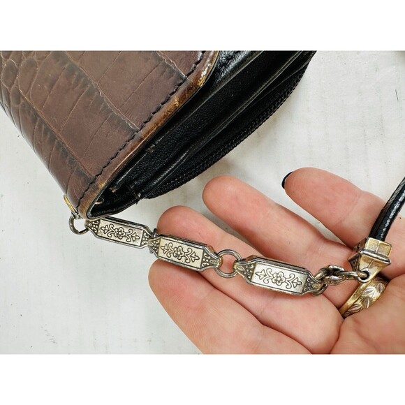 Vtg Brighton Brown/Black Leather Crossbody Bag Purse Shoulder - EUC - Picture 4 of 12